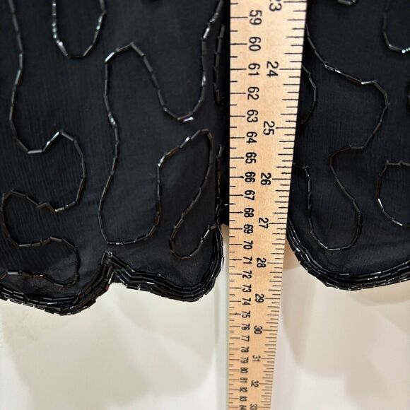 Vintage Denise Elle Beaded Sequin Top Womens 3X Gold Black Disco 80s Art Deco - Picture 7 of 13